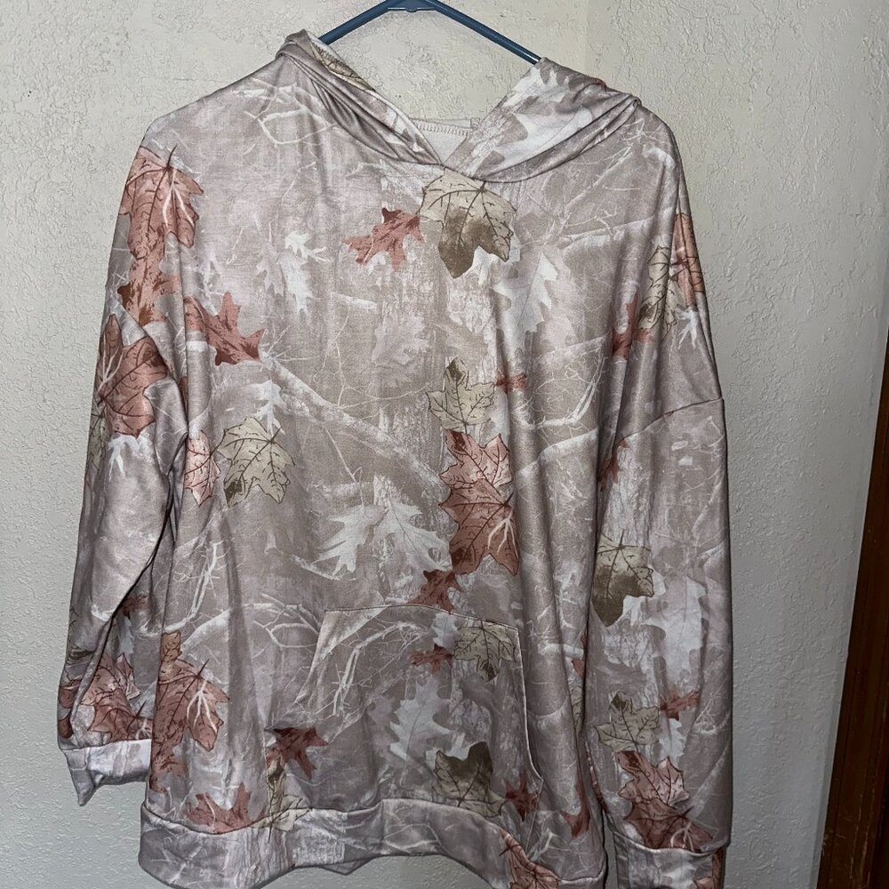 Fall leaf, camo sweater Size M
